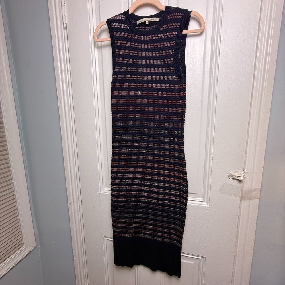 Rachel Roy Navy Blue Knit Sleeveless Bodycon Dress Womens Medium Stretch Fall